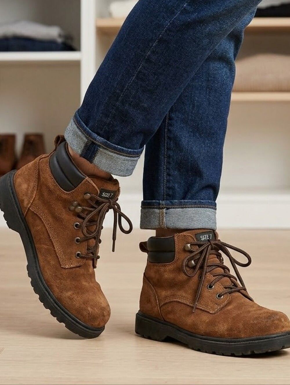 Brahma Suede Work Boots Brown Utility Leather Ankle Gorpcore Hiker M 7 / W 8.5